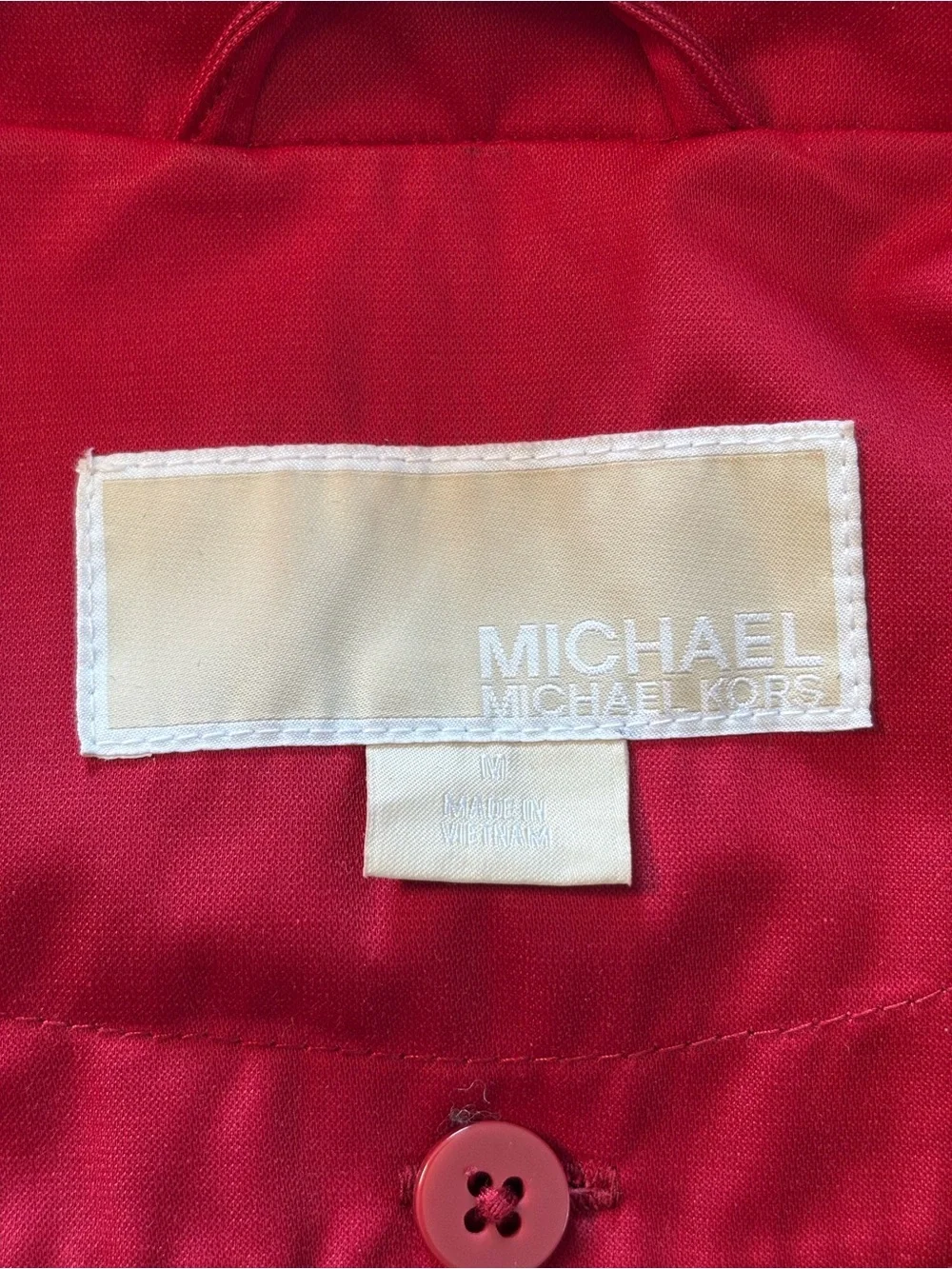 Michael Kors Women’s Red Trench Coat with Removable Hood & Liner | Medium